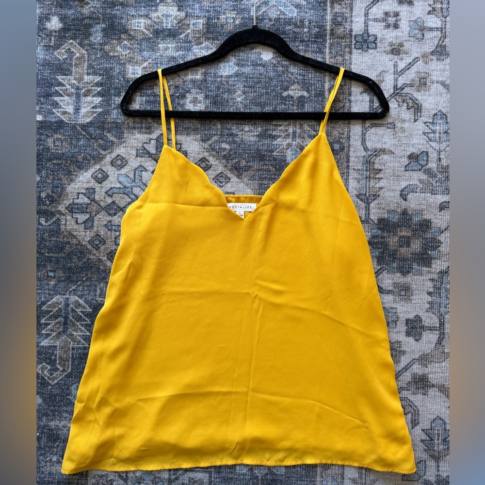 2/$10 Socialite Mustard Yellow Scalloped Neck Tank
